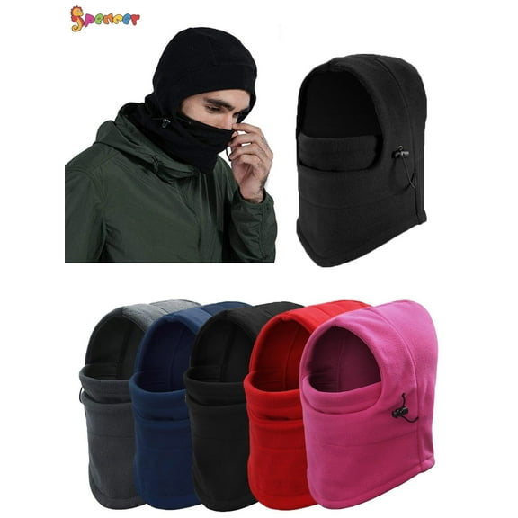 Spencer Women Men Windproof Warm Fleece Hat & Scarf Balaclava Hood Ski Full Face Mask Neck Warmer Cold Weather Headwear for Snowboard Winter Sports "Pink"