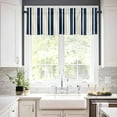 thumbnail image 3 of Navy Blue Grey Striped Kitchen Curtains, Modern Minimalist Ombre Lines 3-Piece Kitchen Curtain Valance and Tiers Set 36 Inch Length, Rod Pocket Half Window Curtains for Cafe Living Room Bathroom, 3 of 6