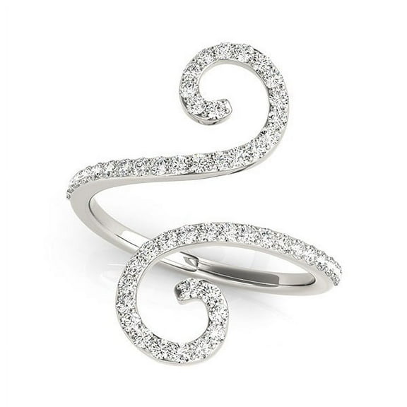 14k White Gold Diamond Open Flourish Style Ring (1/2 cttw) Size 3