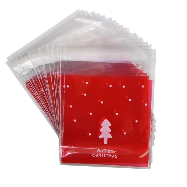 50/100 Uds 10x1 0cm Bolsas de dulces de Navidad Santa Claus refrigerio de galletas comida bolsa de regalo embalaje Navidad Suministros De Decoración De Navidad