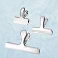 thumbnail image 3 of Ounissouiy Clips de bolsa de virutas de Metal de 12 piezas Clips de acero inoxidable resistentes y duraderos de amplia aplicación hechos Almacenamiento y organización del hogar trompeta 4*4cm, 3 of 6