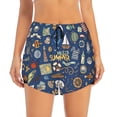 thumbnail image 2 of Yiaed Marine Nautical Print Women's Running Shorts with Liner 3 Zipper Pockets Elastic Workout Athletic Gym Yoga Shorts-XX-Large, 2 of 7