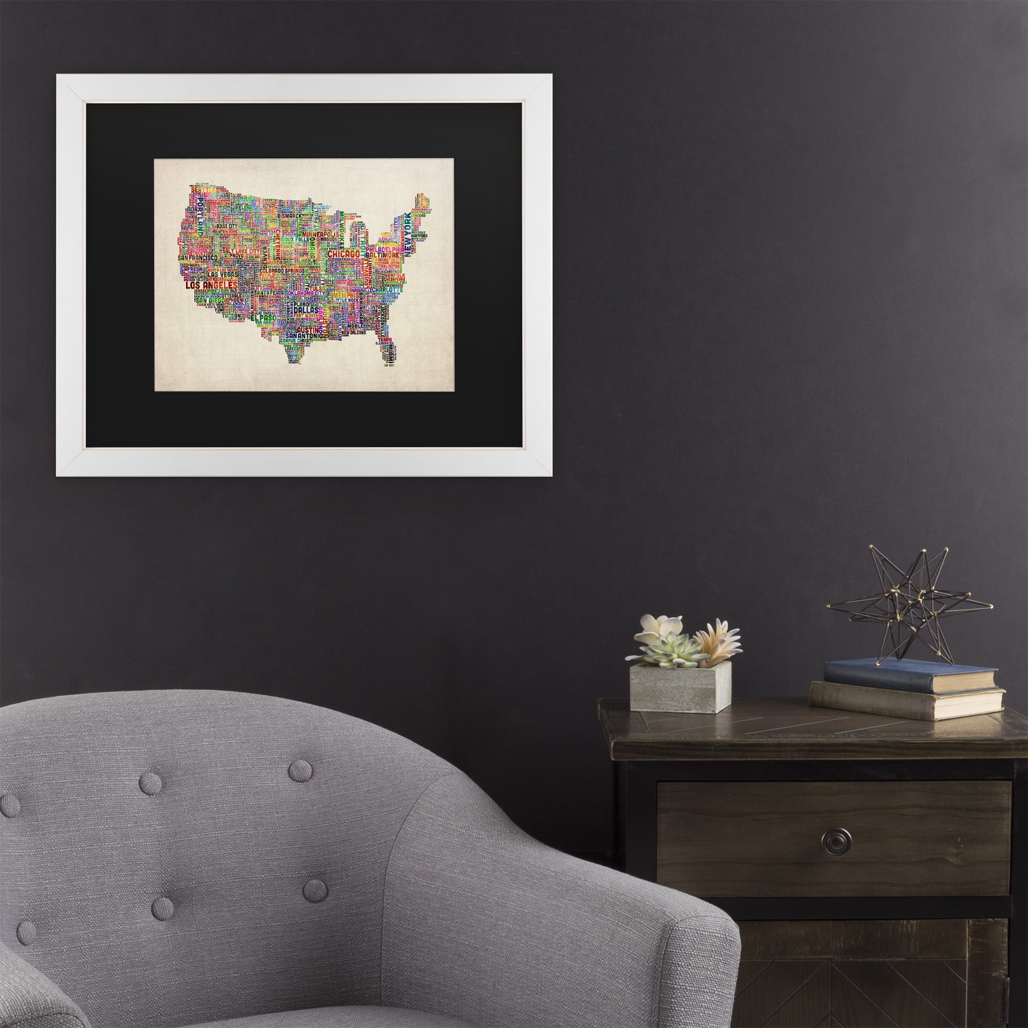 Trademark Fine Art 'US Cities Text Map VI' Canvas Art by Michael Tompsett