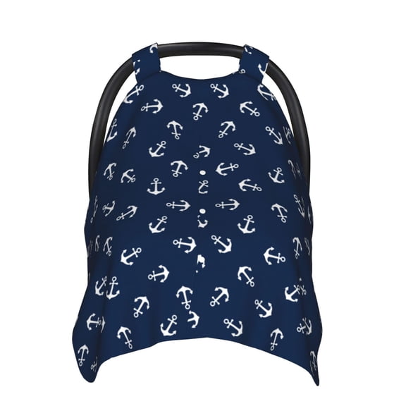 Car Seat Cover Baby - Nautical Themed Anchors Breathable Infant Car Seat Cover for Baby Carseat, Lightweight Comfort Baby Essentials Must Haves Newborn Stuff for Girl Boy