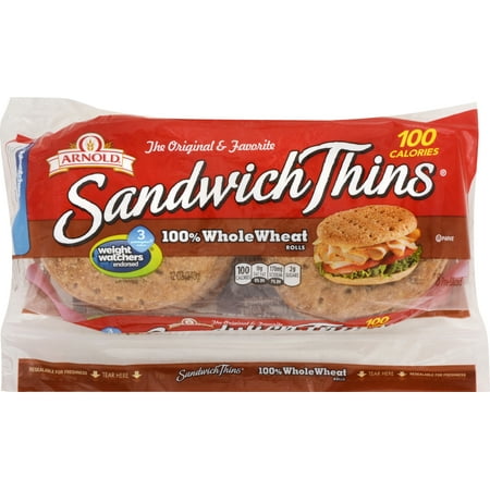 ARNOLD SANDWICH THINS 100% WHOLE WHEAT 12 OZ - Walmart.com