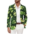 thumbnail image 2 of BLTIBY Men's St. Patrick's Day Corduroy Blazer Shamrock Jacket Button Loose Work Lapel Coat with Pockets Green 9 S, 2 of 5
