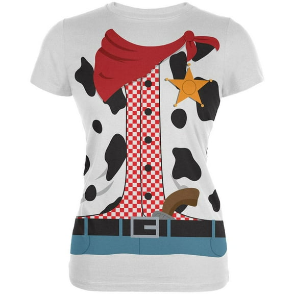 Halloween Cowgirl Costume Juniors Soft T Shirt White X-LG