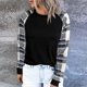 thumbnail image 2 of Casual Cuello Redondo Túnica Top Suelta Mujer Raglan Manga Larga Blusa Camisas para Uso Diario Negro XXL, 2 of 6