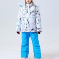 thumbnail image 2 of Xfvqtps Ski Jacket and Pant Set Snowboarding Suit Snowsuit Detachable Hood Coat Waterproof Windproof Winter Two Piece Ski Suits Blue, 2 of 4