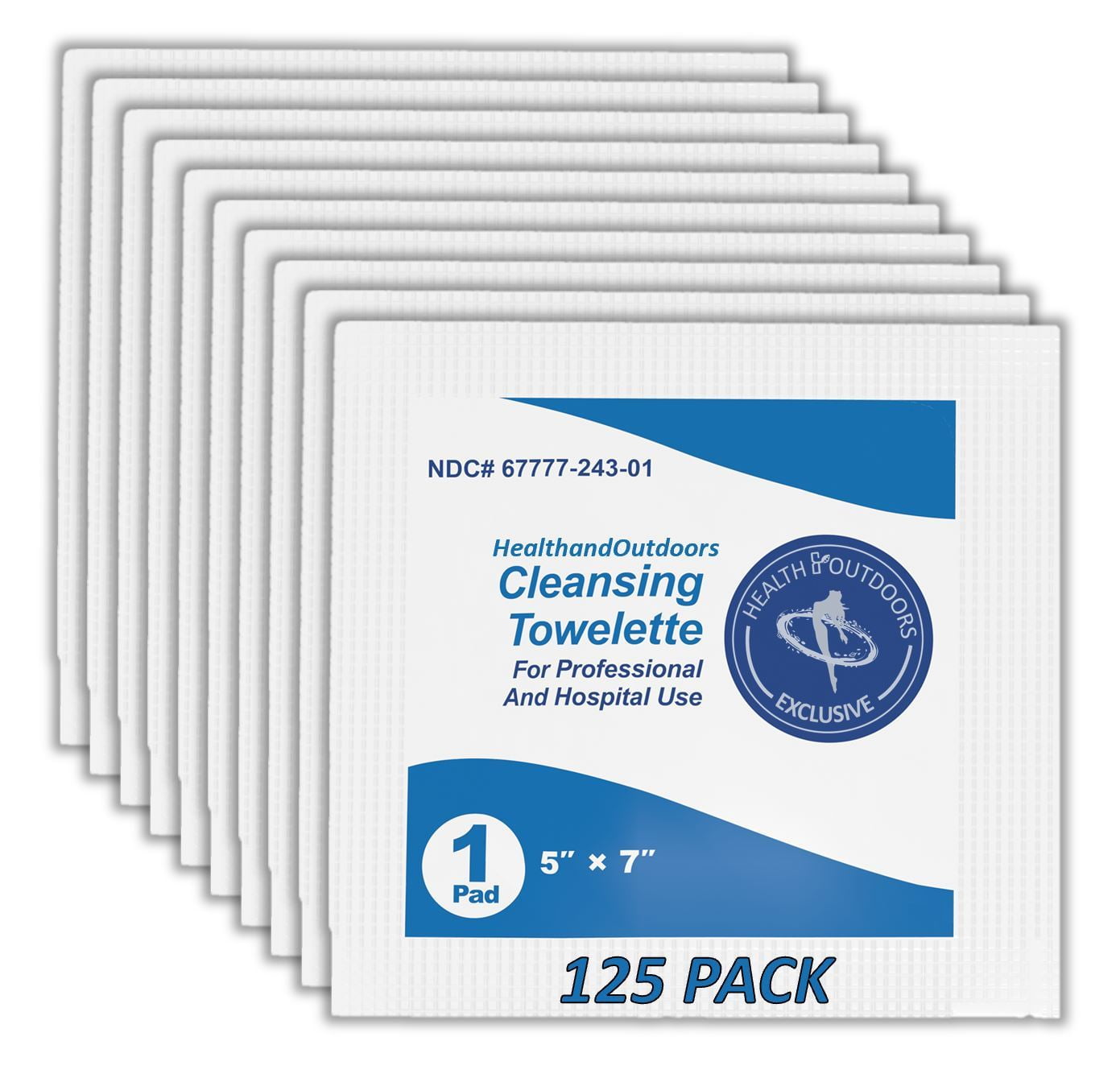 Cleansing Towelettes Antiseptic 5" x 7" Wipes (125 Count) Hand and Body Wet Napkins Individually