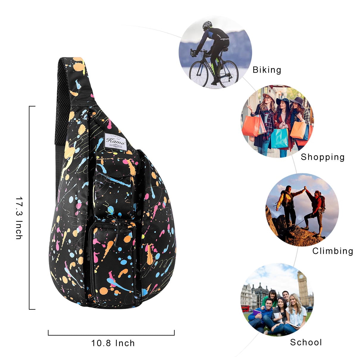 Sling Backpack- Rope Bag Crossbody Backpack Travel Multipurpose Unisex Daypack