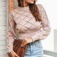 thumbnail image 6 of IROINNID Womens Sweater Round Neckline Pullover Sweater Plaid Casual Mid-Length Long Sleeve Sweater, 6 of 9