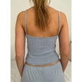thumbnail image 4 of Women 2 Piece Pajama Set Striped Print Crop Camisole and Elastic Shorts for Loungewear Soft Sleepwear for Nightwear, 4 of 6