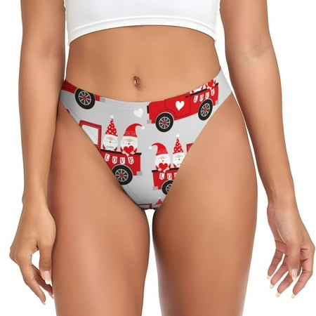 Qokaie Gnomes On The Car Printed Women s Cotton Thong Underwear  Sexy Breathable Panties G-string-X-Large