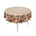 thumbnail image 6 of Lfeey Round Vintage Christmas Snowman and Reindeer Tablecloth, Perfect for Indoor Outdoor Holiday Decor, 70" Round, 6 of 6