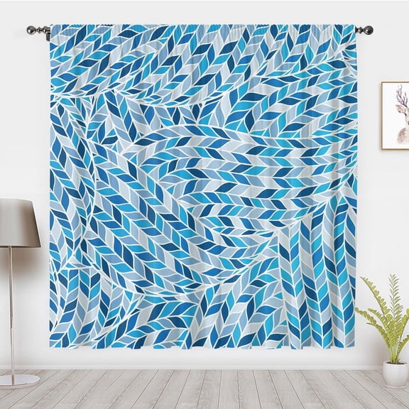 Boho Style Window Curtains, Minimalist Abstract Striped Leaves Window Treatment Blackout Curtain, For Bedroom Living Room Privacy Decor(Rod Pocket)