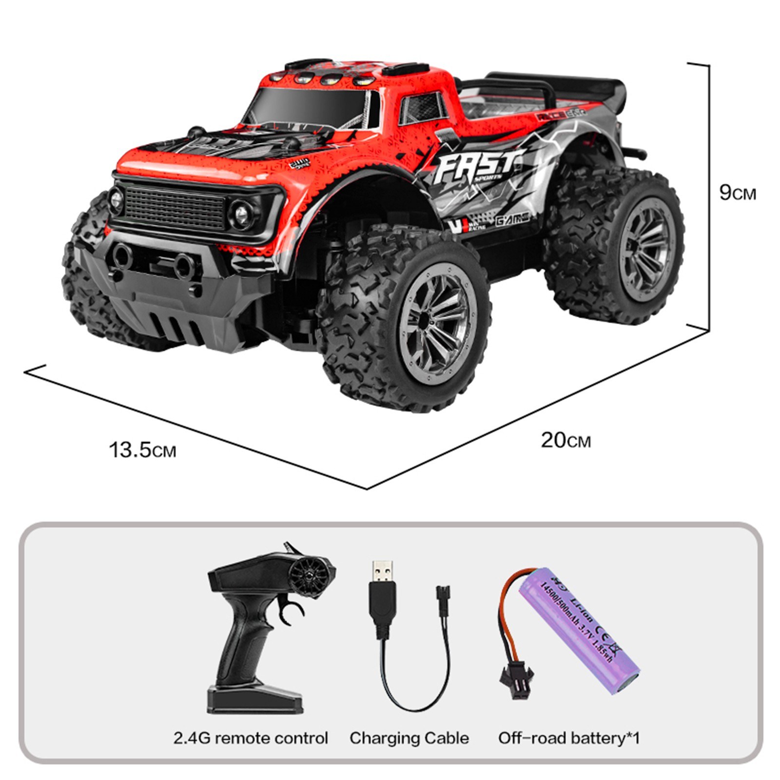 2.4GHz Remote Control Short Truck 25KM/H Off Road Car with LED Light