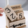thumbnail image 2 of Calendar Wooden Vintage Wood Block Calendar for Home Office Desk Accessories Week Month Date Display, 2 of 7
