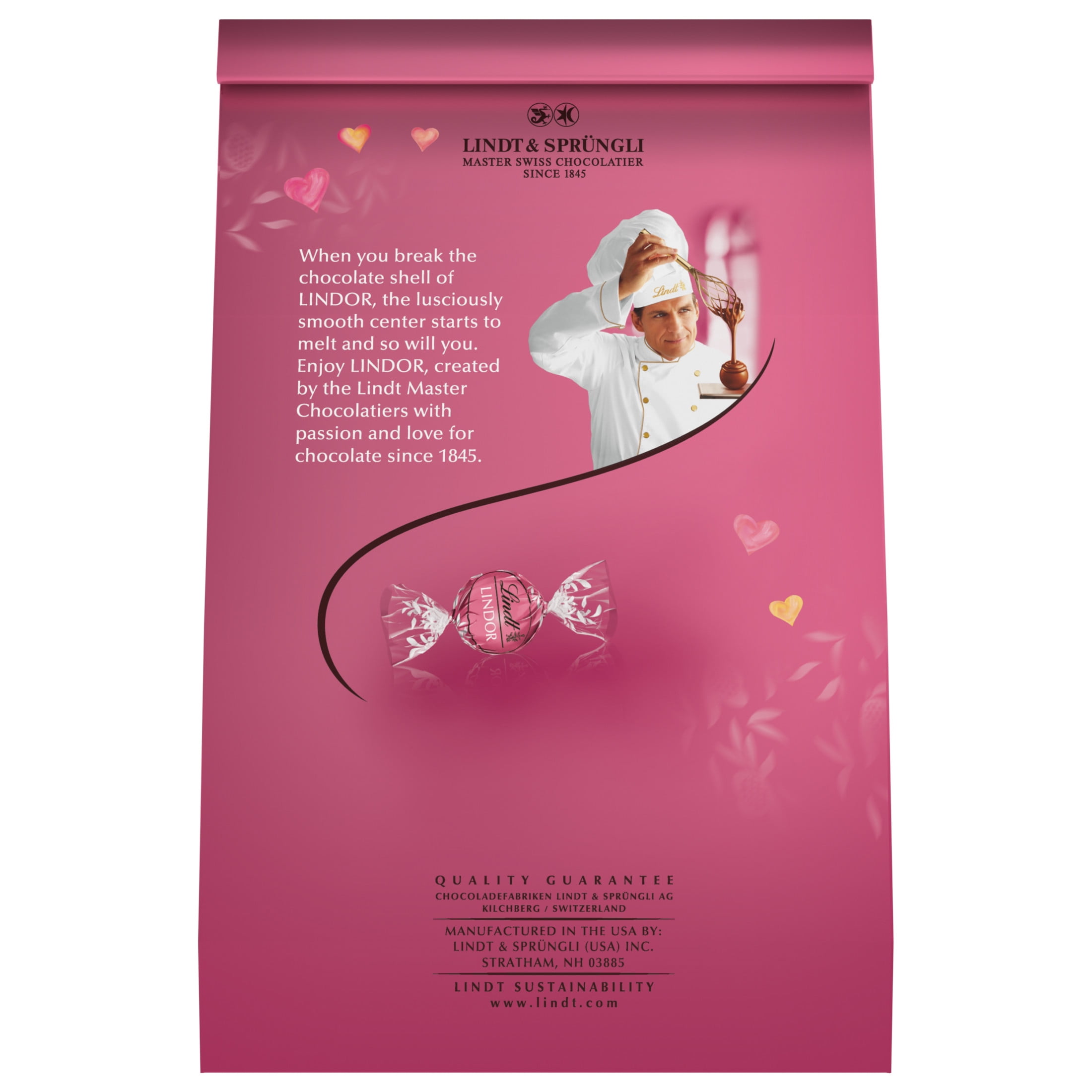 Lindt LINDOR Valentine's Day Strawberries and Cream White Chocolate Candy Truffles, 12.7 oz. Bag