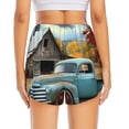 thumbnail image 3 of Picia Vintage Truck Farm Scene Pattern Women's 2 in 1 Athletic Running Shorts High Waisted Workout Casual Gym Sweat Shorts with Comfy Liner Zipper Pockets-X-Large, 3 of 9