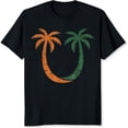 thumbnail image 2 of 100% Cotton Palm Tree Smiley Face Summer Tropical Design Fun Graphic Unisex Casual Wear T-Shirt, 2 of 5