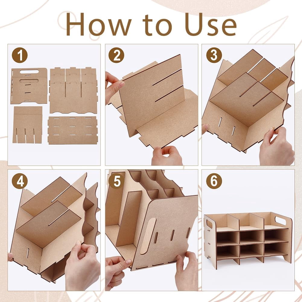 1set Wood Boards Pen Holder Desk Stand Organizer Holding Rack for Pens Paint Brushes Colored Pencils Markers BurlyWood 250x191x146mm