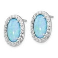 thumbnail image 2 of White Sterling Silver Earring Button Women'S Opal, Lab Created Oval Phenomena Cubic Zirconia CZ Round 16 mm 11.98, 2 of 3