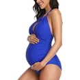 thumbnail image 4 of EastElegant Maternity Swimsuits One Piece V-Neck Pregnancy Swimwear Halter Maternity Bikini Blue Small, 4 of 7