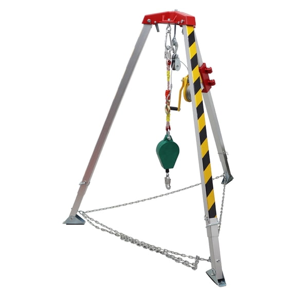 Techtongda Emergency Rescue Tripod Confined Space Tripod Kit 1800LBS Winch with 10 Meter Anti-fall Device