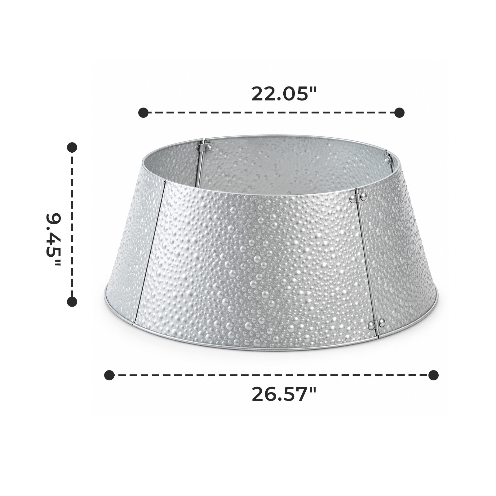 Alvantor Metal Christmas Tree Collar, Waterproof Cover, Silver, 26.57 x 22.05 x 9.45 In