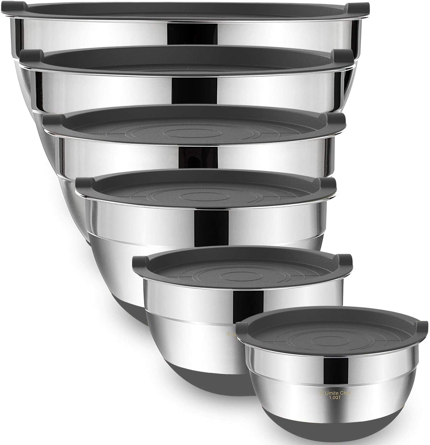 Set of 5,with Lids and Silicone Bottoms Luvan 18/10 304 Stainless Steel Mixing Bowls,Wide Rim for Easy Grip and Pouring,Extra Deep for Generous Servings,FDA-Approved&BPA-free, Set of 5,with Lids and Silicone Bottoms Luvan 18/10 304 Stainless Steel Mixing Bowls,Wide Rim for Easy Grip and Pouring,Extra Deep for Generous Servings,FDA-Approved&BPA-free,