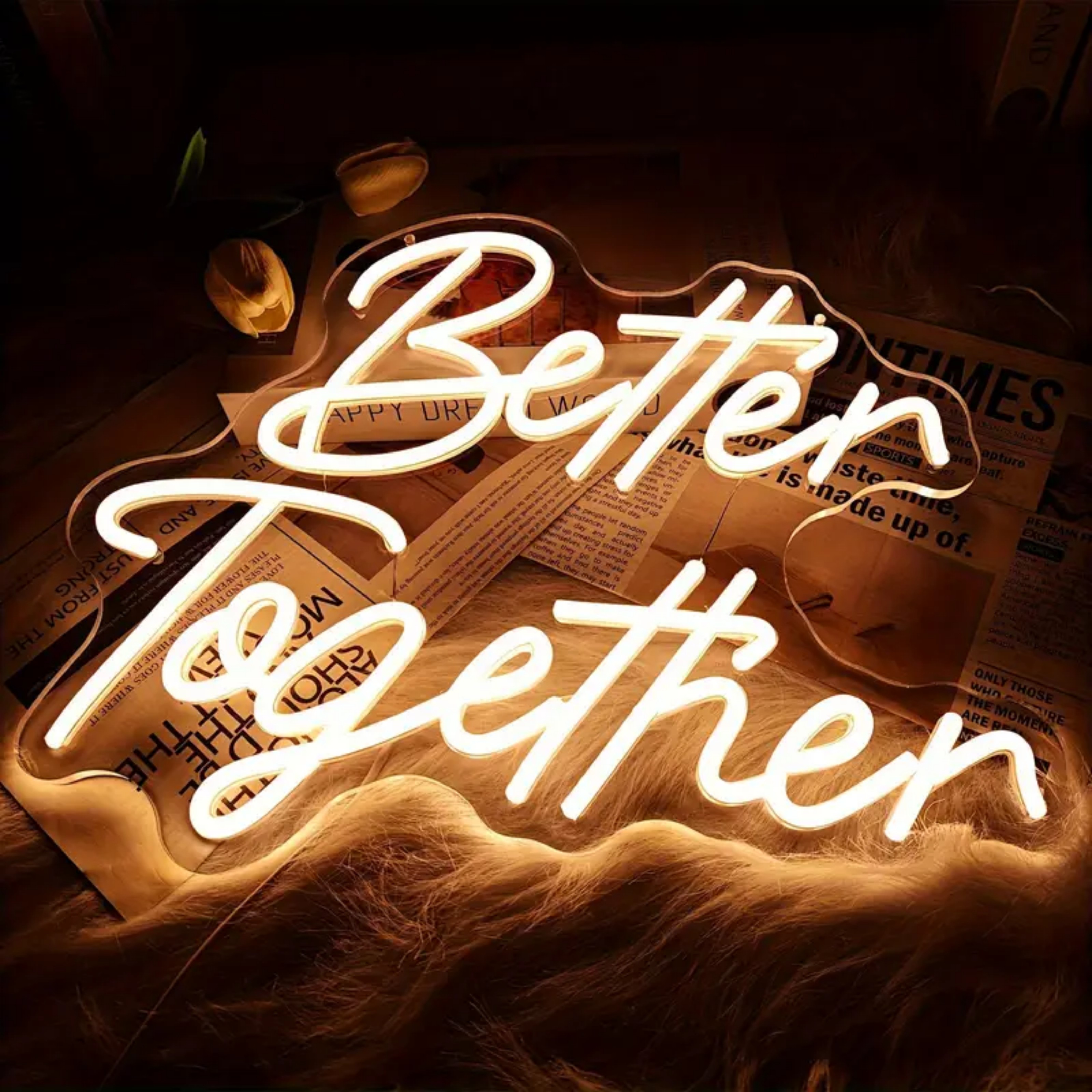 UPONRAY Better Together Neon Signs, 16.2"*12.4" Dimmable & USB-Powered LED Neon Light, Stylish Wall Decor as gifts for Valentine's Day, Engagement Party, Wedding, Anniversary