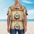 thumbnail image 2 of Pofeuu Magnetic Old Compass On World Map Print Hawaiian Shirt for Men Sleeves Casual Button Down Summer Beach Dress Shirts T-Shirts,Medium, 2 of 7