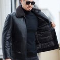 thumbnail image 5 of Abrigo de invierno YXL-6626 nuevo de piel auténtica para hombre, con cuello de lana de cordero, grueso y cálido, de pato blanco, 5 of 5