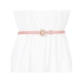 thumbnail image 4 of INSPIRE CHIC Womens Plus Size Waist Belts Pearl Narrow Leather Adjustable Belt for Jeans Dresses Pants 105cm/41.33" Light Pink, 4 of 4