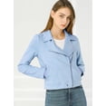 thumbnail image 2 of INSPIRE CHIC Juniors Faux Suede Long Sleeve Zip Up Moto Biker Jacket, 2 of 6