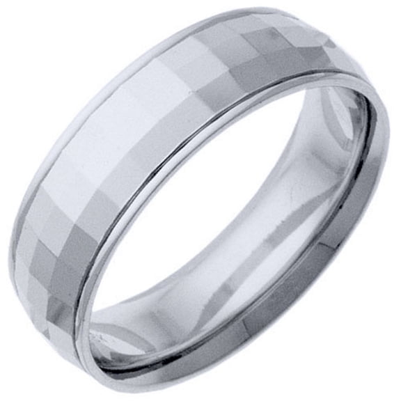 Mens 14KT White Gold 6mm High Gloss Comfort Fit Wedding Band