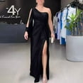 thumbnail image 3 of STETMN Women's One Shoulder Long Formal Dress Summer Sleeveless Bodycon Ruched Wrap Split Cocktail Dresses, 3 of 7