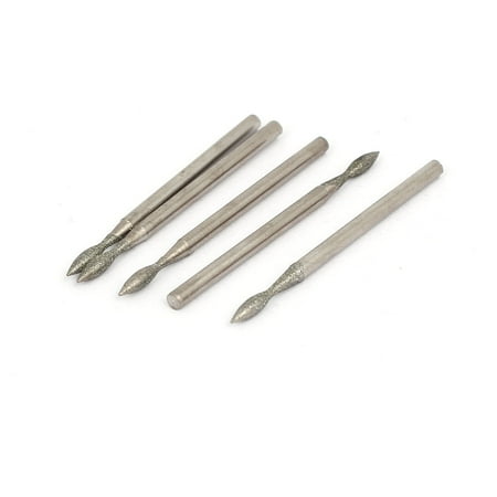 

2.35mm Shank 2mm Tip Stone Head Grinding Bit Diamond Mounted Point 5pcs