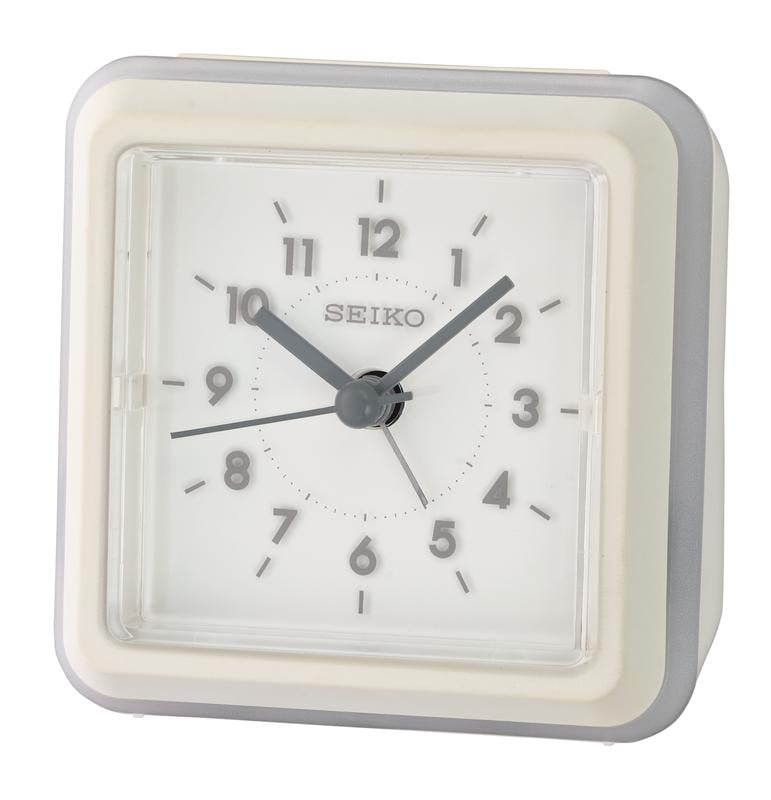 Seiko Ena 3" Traditional Bedside Alarm Clock, White, Quartz, Analog
