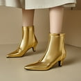 thumbnail image 4 of Leozcaa Ankle Boots for Women Kitten Low Heel Pointed Toe Booties Zipper Fall Winter Short Boot Silver, 4 of 8