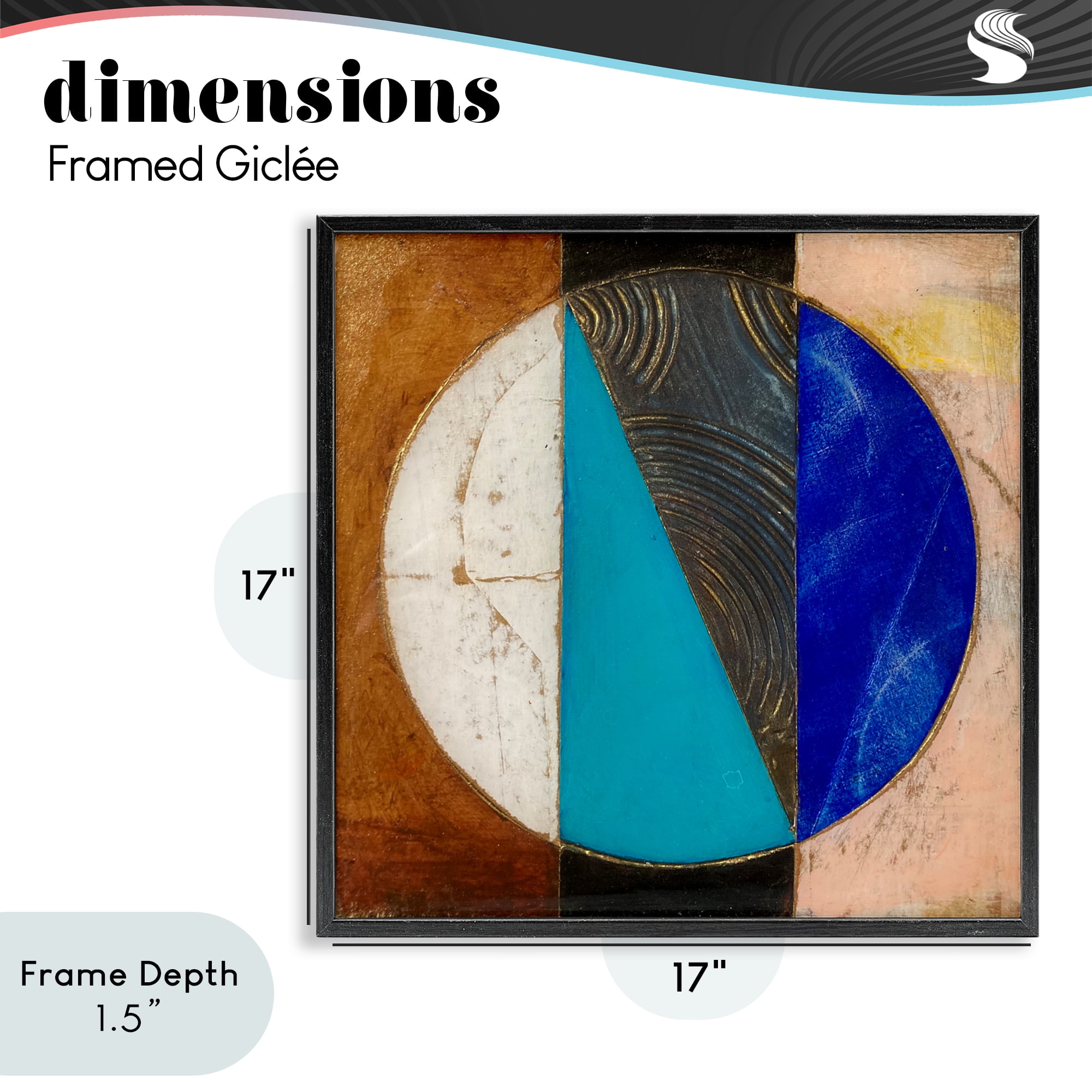 Stupell Industries Structured Circle Abstraction Black Framed Giclee Art, design by Matthew Finger