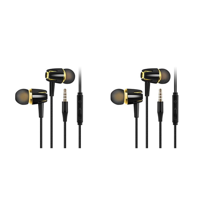 Auricular con cable Matsuzay en el oído con cancelación de ruido Negro+Oro 2Conjunto