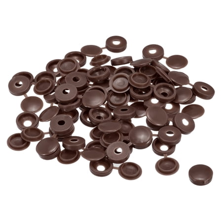 Uxcell 200Pack 5mm Hinged Screw Cover Caps Plastic Fold Screw Snap Covers Dark Brown
