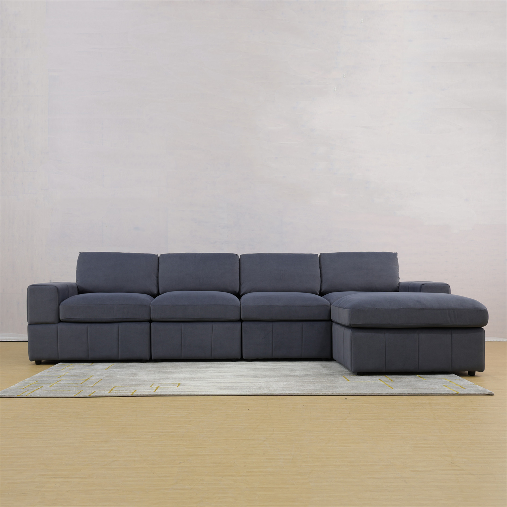 Aukfa Sectional Sofa, 138" Oversized Modular Couch with Ottoman for Living Room, Microfiber, Gray