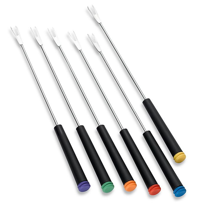 Set of 6 Trudeau Multi-Colored Cool Touch Handle Fondue Forks 