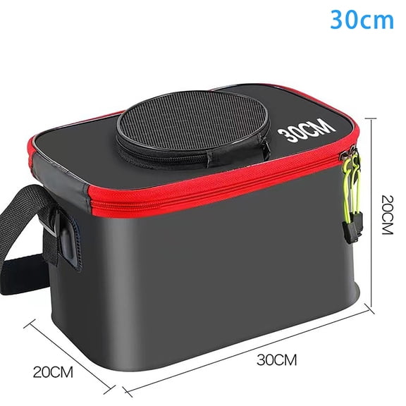 Folding Live Fish Bucket, Thickened EVA Portable Fishing Box with Carry Strap for Outdoor Fishing