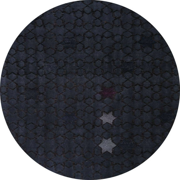 Ahgly Company Indoor Round Abstract Mid Gray Abstract Area Rugs, 5' Round