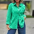 thumbnail image 2 of Womens Long Sleeve Shirts Button Up Plus Size Polka and Linen Buttoned Round Neck Loose and Comfortable Long Sleeved Top, 2 of 7