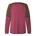 thumbnail image 6 of Bjutir Womens T Shirts Long Sleeve Colour Matching Casual T Shirt With Split Blouse Fall Winter Clothes Red 2Xl, 6 of 9